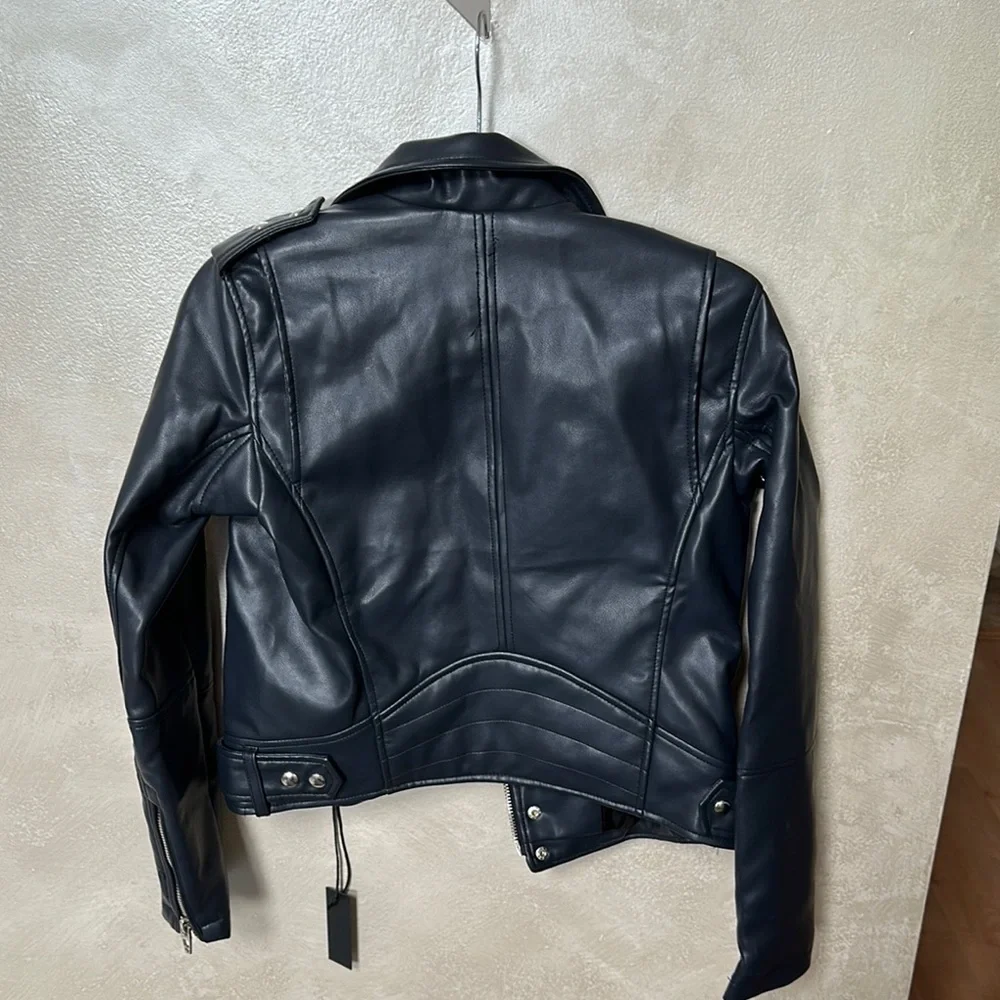 Blank NYC Midnight Faux Leather Moto Jacket sz xs - Picture 10 of 11